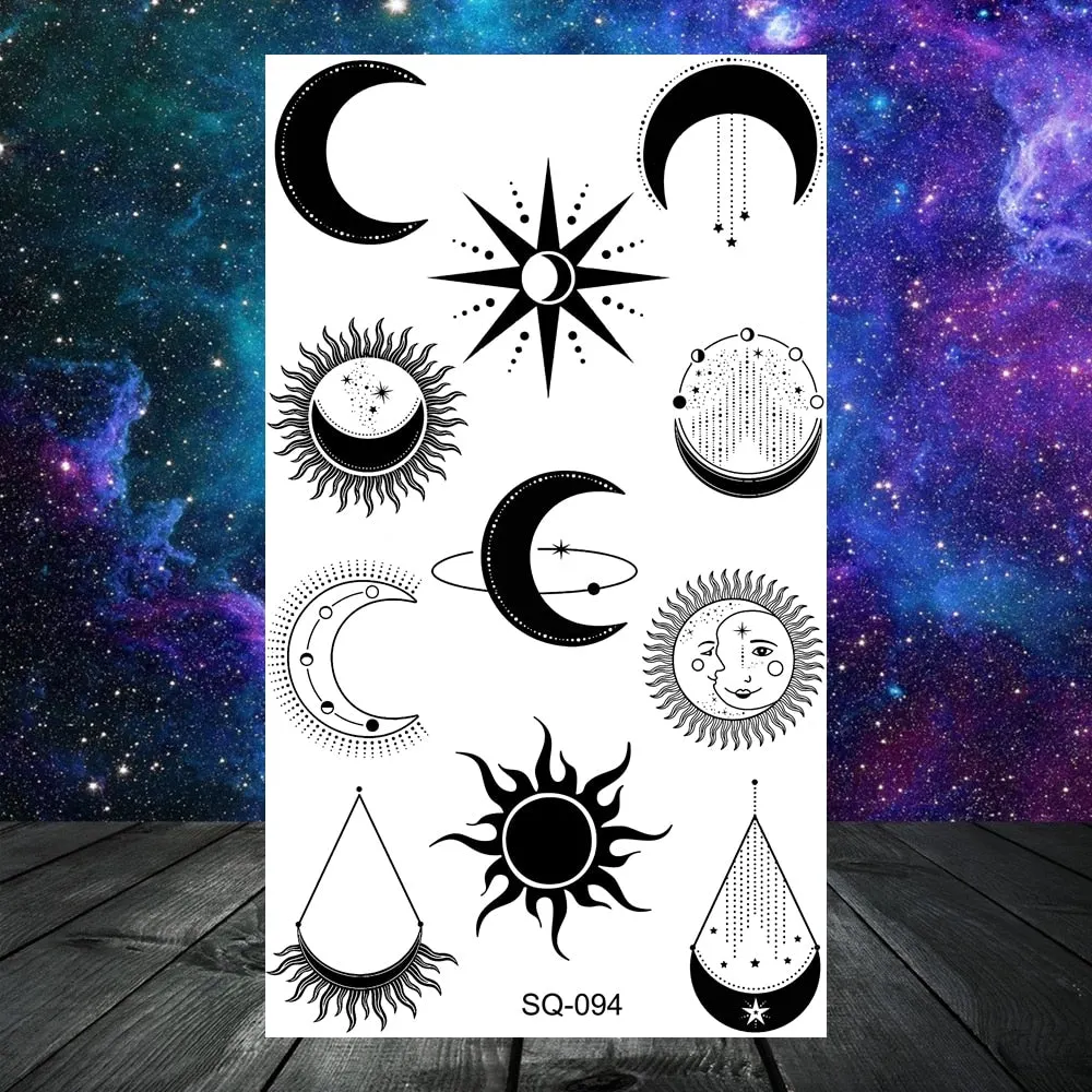 3D Universe Planet Temporary Tattoos For Women Adult Kids Girl Lotus Moon Outer Space Fake Tattoo Neck Arm Hands Small Tatoos