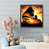 Silhouette de gorille au cr&eacute;puscule-drille ronde peinture diamant-40*40cm
