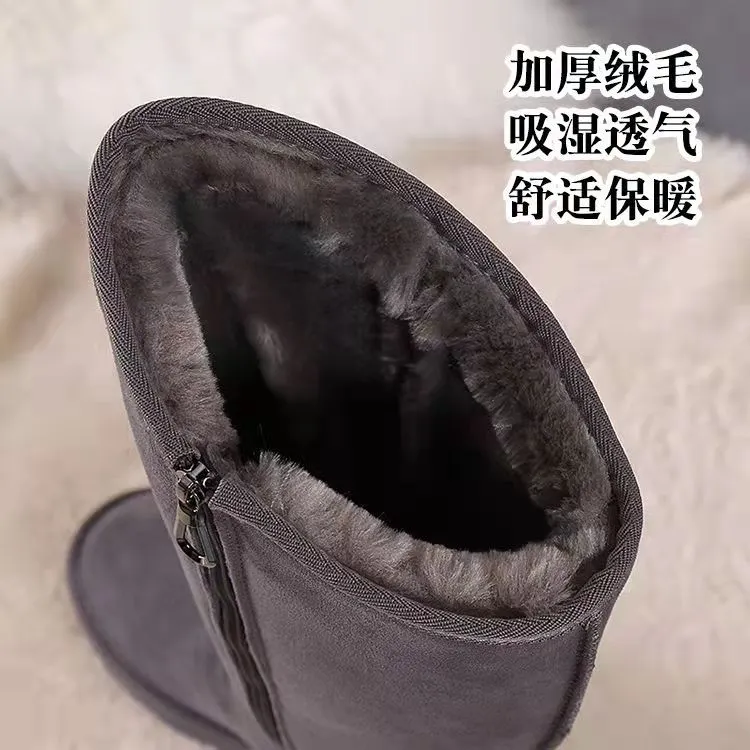 2021 Suede Leather Women Shoes Warm Ladies Snow Boots Winter Plush Fluffy Anti-cold Boots Thick Bottom Zipper Causal Botas Mujer