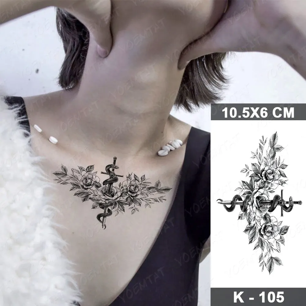Waterproof Temporary Tattoo Stickers Nun Maria Prajna Diablo Old School Flash Tatto Arm Chest Body Art Fake Tattoos Women Men