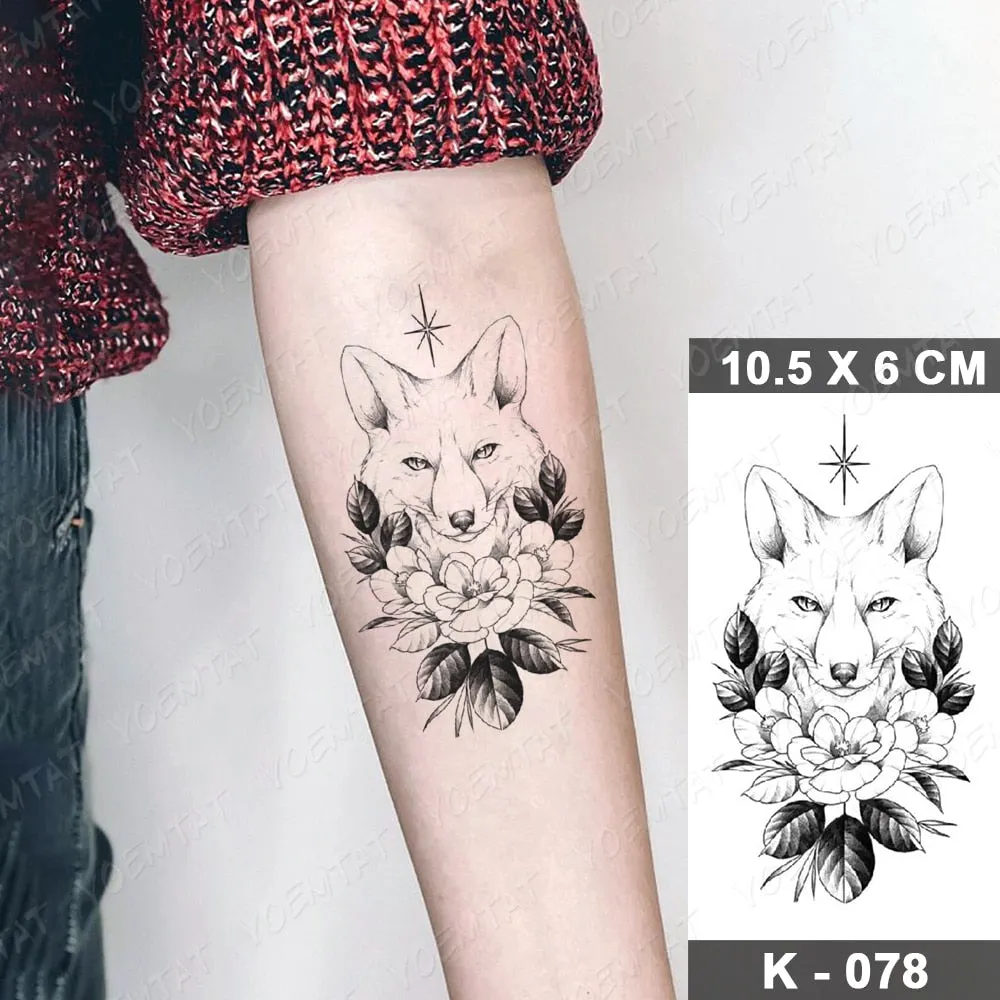 Waterproof Temporary Tattoo Sticker Black Point Line Sunflower Geometric Rose Flash Tatoo Fake Tatto For Body Art Women Men