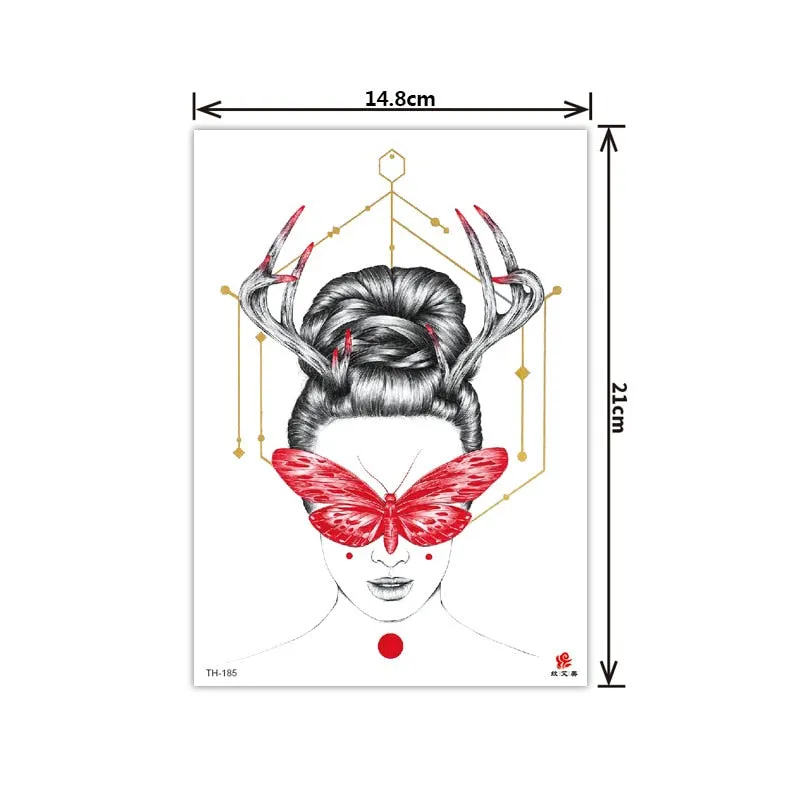 2021 New Plain Flower Arm Tattoo Sticker Flower Waterproof Tattoo Color Animal Tiger Tattoo Sticker