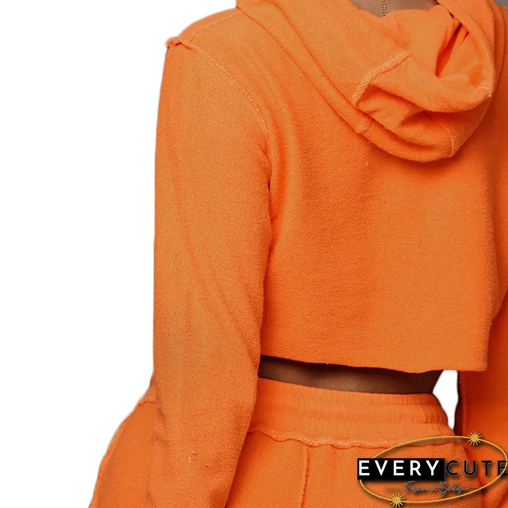 Orange Crop Hoodie with Pant Set