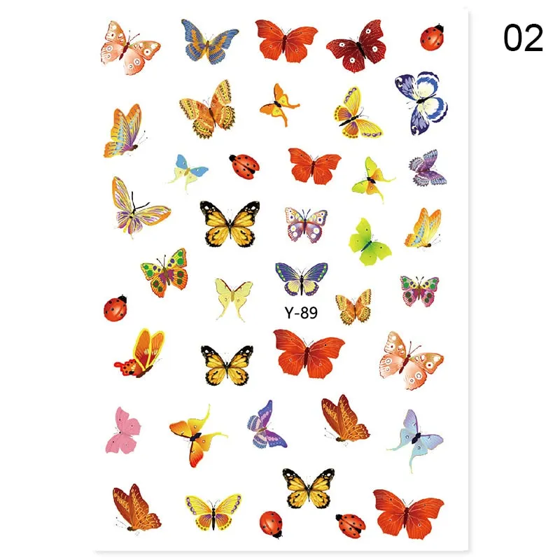 2021 Hot 3D Nail Art Stickers Butterfly Pattern Transfer Sticker Decals Self Adhensive Slider Decoration Nail DIY Design