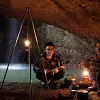 Lightweight Outdoor Gas Lantern Mini Camping Portable Aluminum Gas Lantern Hanging Glass Lamp Lighting Heating High Brightness Gas Lamp with Adapter and Hanging Chain