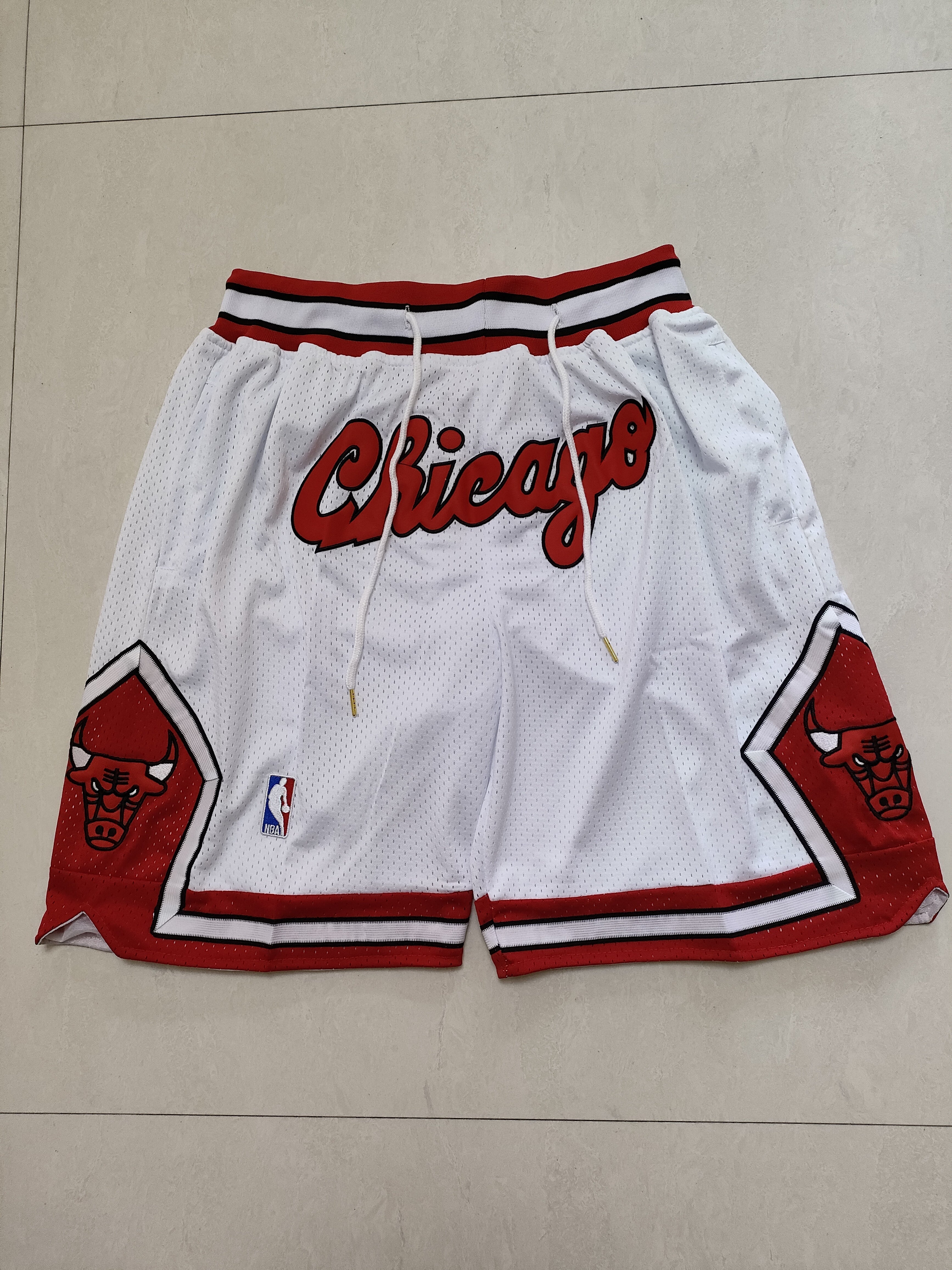 Chicago Bulls white one-piece Pocket Pants Shorts