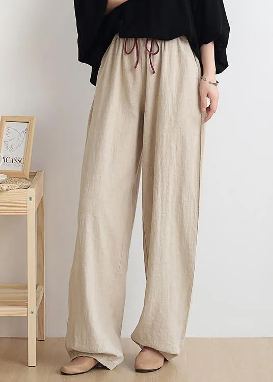 Casual nude trousers women 2024 new spring and summer bloomers linen high waist carrot pants