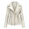 Slim Fit Stand Collar Leather Jacket For Women