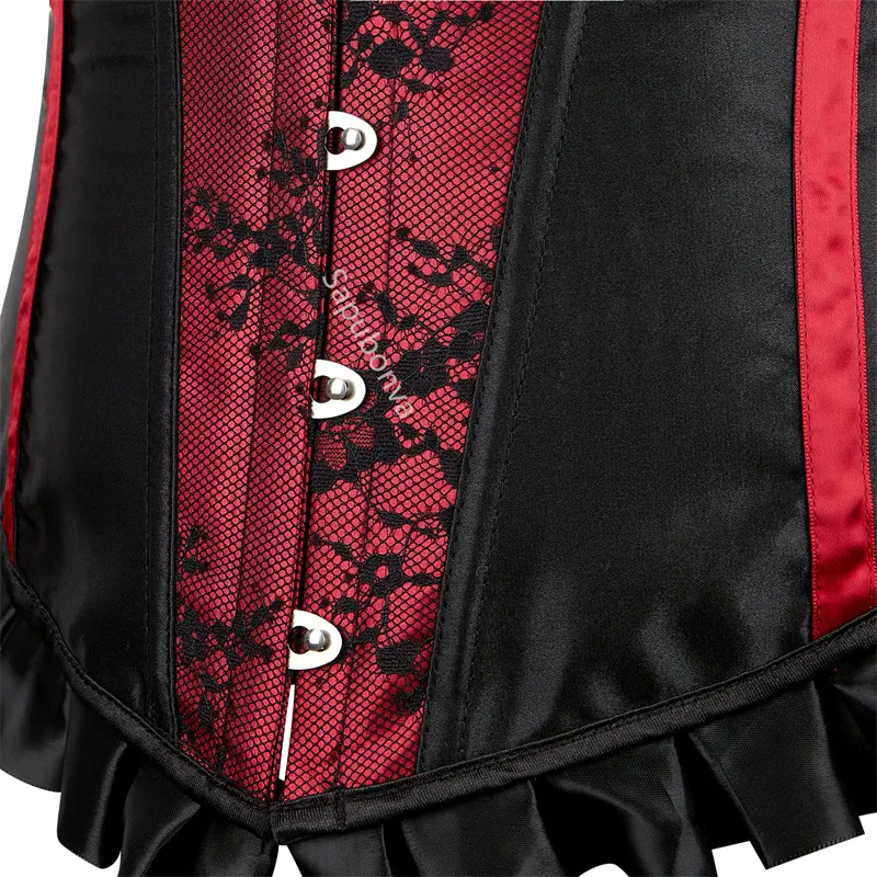 Billionm Corset Top Plus Size Bustier Flower Lace UP Overbust Corselet Burlesque Sexy Lingerie Costume Renissance Women Red Purple