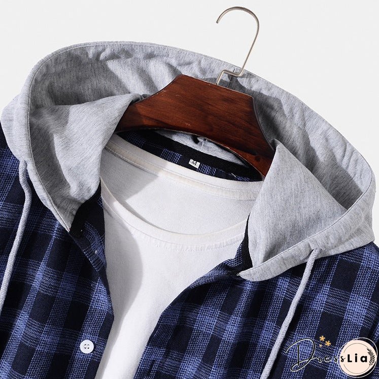 New Men's Shirts Casual Fashion Hooded Long Sleeves