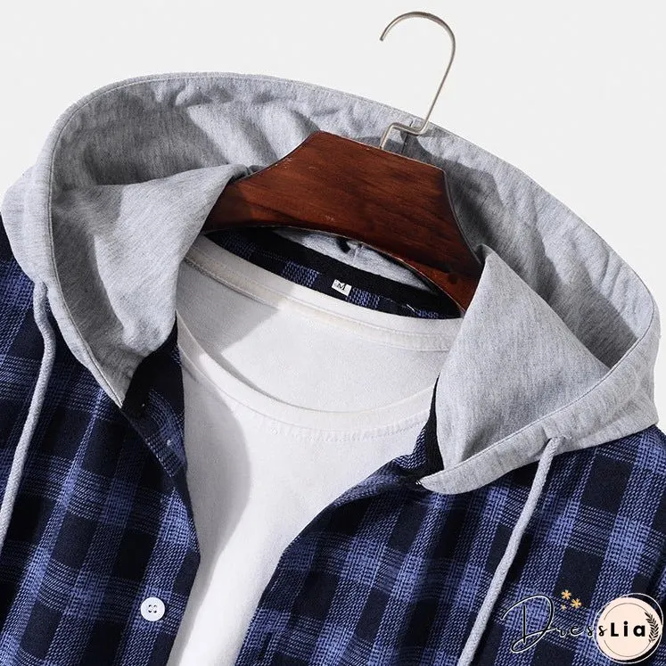 New Men's Shirts Casual Fashion Hooded Long Sleeves