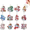 (US Local)12Pcs Christmas Diamond Painting Keychain Rhinestone Painting Keychain Pendant