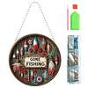 (US Local)DIY Outdoor Fishing Diamond Art Pendant Window Hanging Art for Home