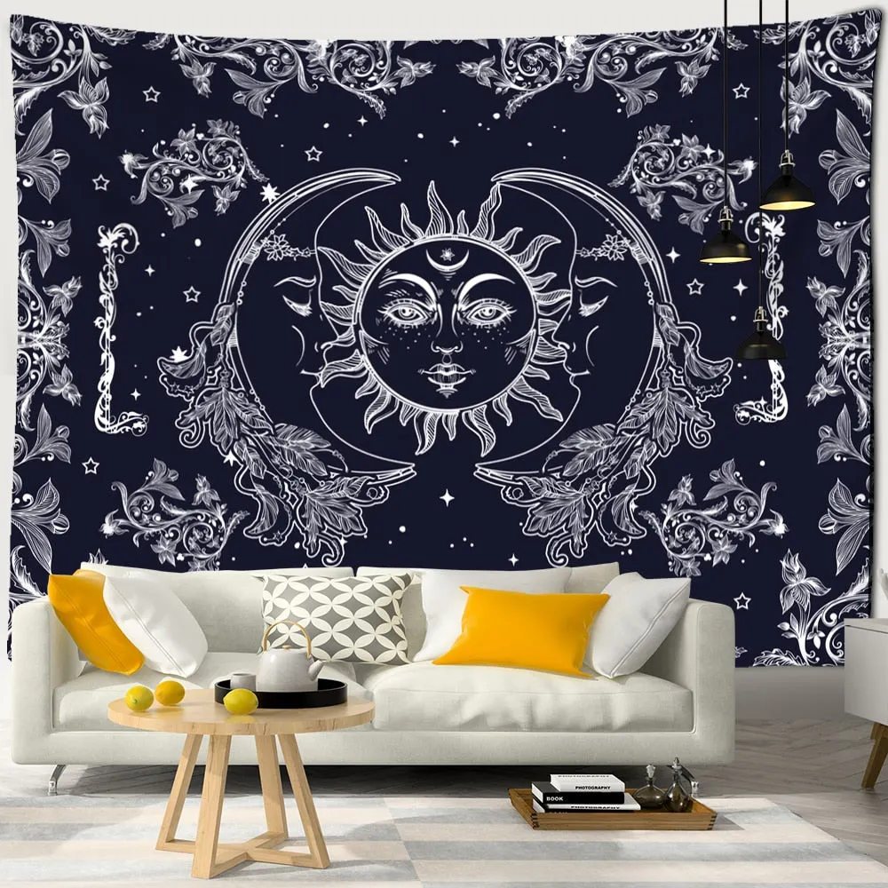 Colorful Sun Moon Tapestry Universe Psychedelic Witchcraft Hippie Tapiz Wall Hanging Room Home Decor