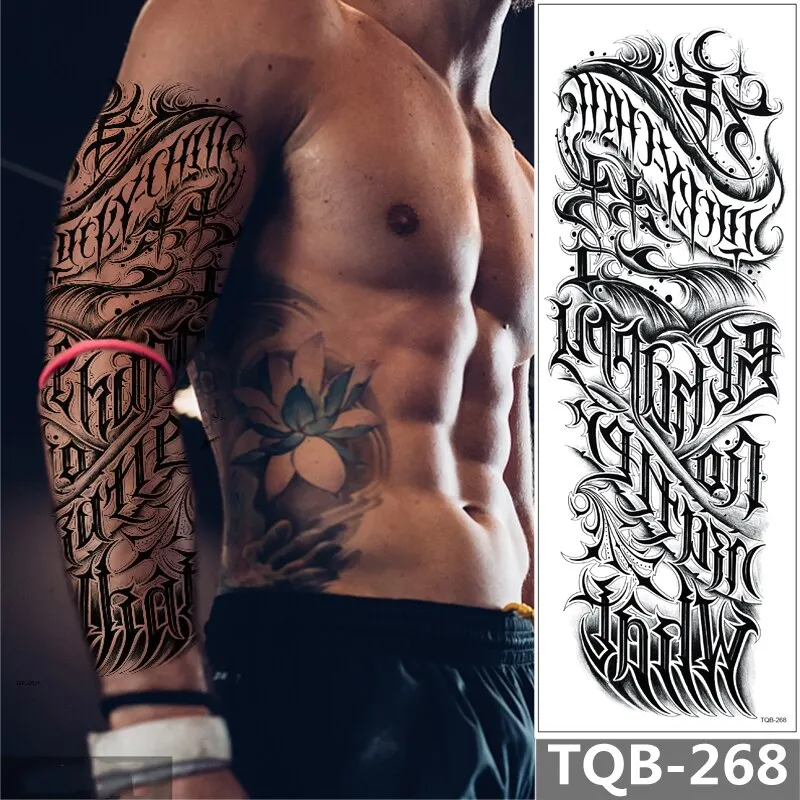 Sdrawing Arm Temporary Tattoo Sleeve For Men Maori Wolf Fake Large 3D Tatoo Stickers