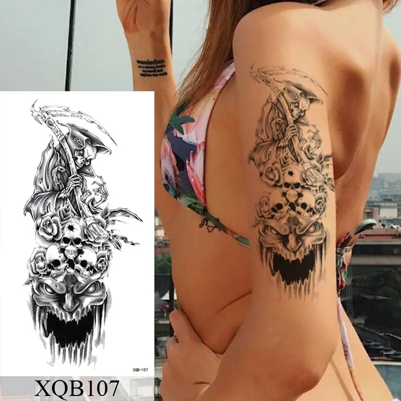 Waterproof Temporary Tattoo Sticker Old School Rose Lotus Flash Tattoos Flower Lace Body Art Arm Fake Tatoo Women Men