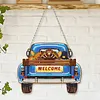 DIY Diamond Painting Truck Decor Wooden Welcome Sign with 12 Interchangeable Holiday Icons, Farmhouse Style Hanging Kit