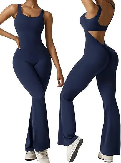 Nigikala Nigikala Women's Sleeveless Horn Jumpsuit Sexy Bare Back Vest Tightening Hip Yoga Jumpsuit