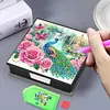 (US Local)Peacock PU Diamond Art Note Box with 160 Sheets of Paper Craft Kit