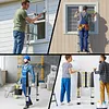 [US Local Warehouse] 4.4m Telescoping Ladder with 2 Triangle Stabilizers Portable Folding Loft Ladder