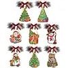 DIY Diamond Painting Christmas  Wooden Christmas Charms Decorations Santa Pendant Kits