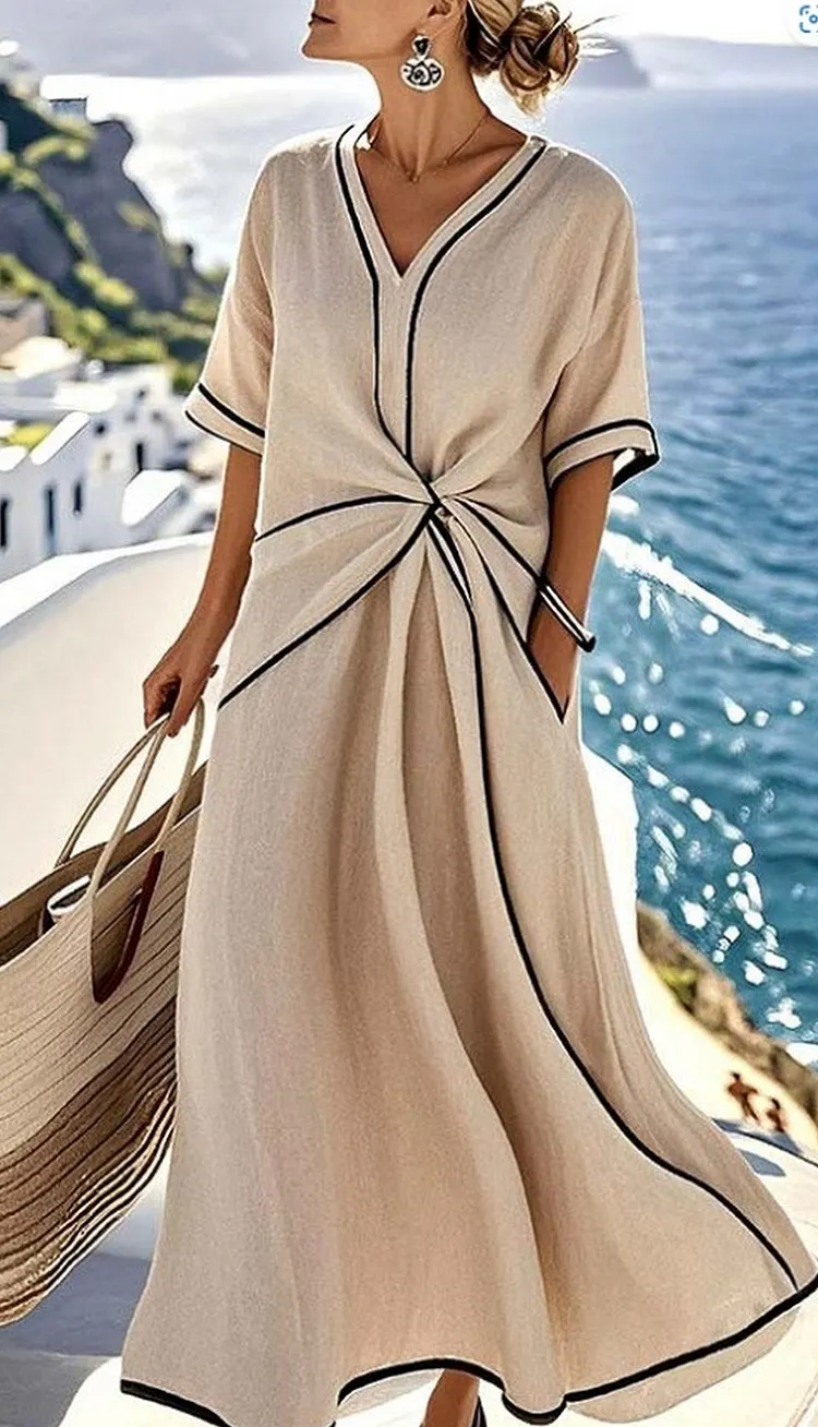 Bohemian Floral Print Midi Dress Elegant Office Wear