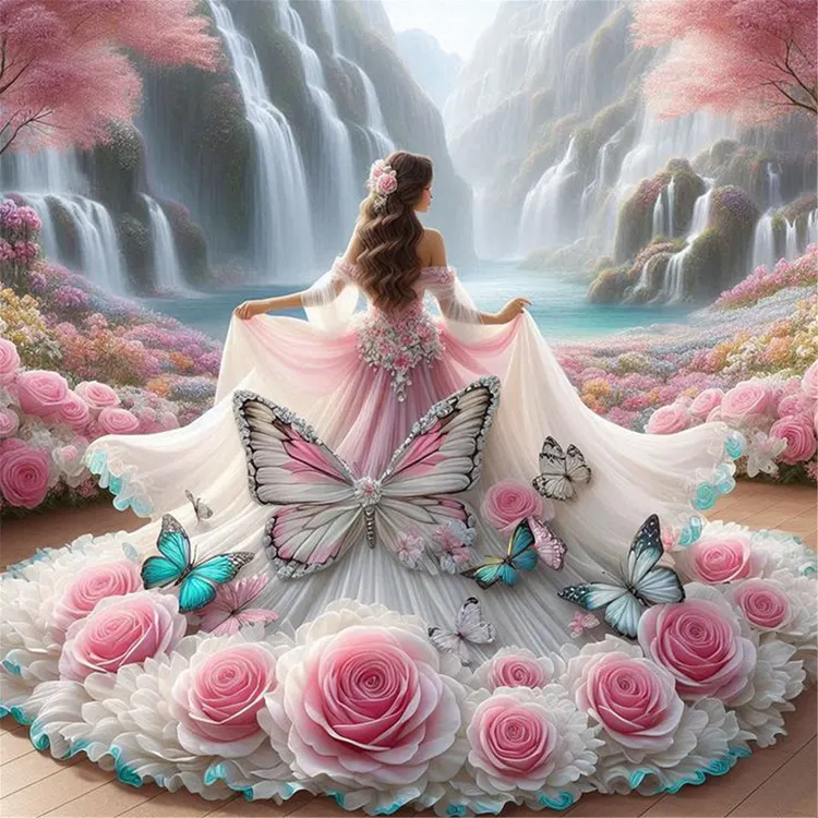 Girl In A Gorgeous Dress 40*40CM (Canvas) Full Round Drill Diamond Painting gbfke