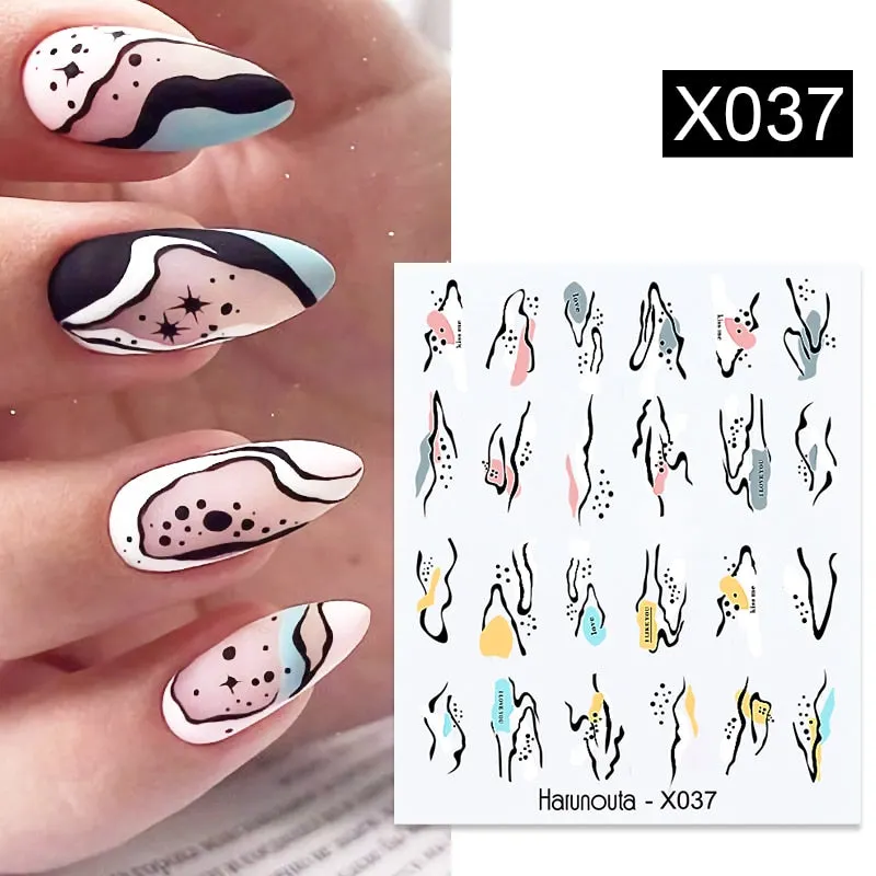 1 Sheet Leaves Geometry 3D Nail Art Stickers Sliders Mandala Flowers Leaf Adhesive Nail Decals Foil Decoration Manicuring Wrap