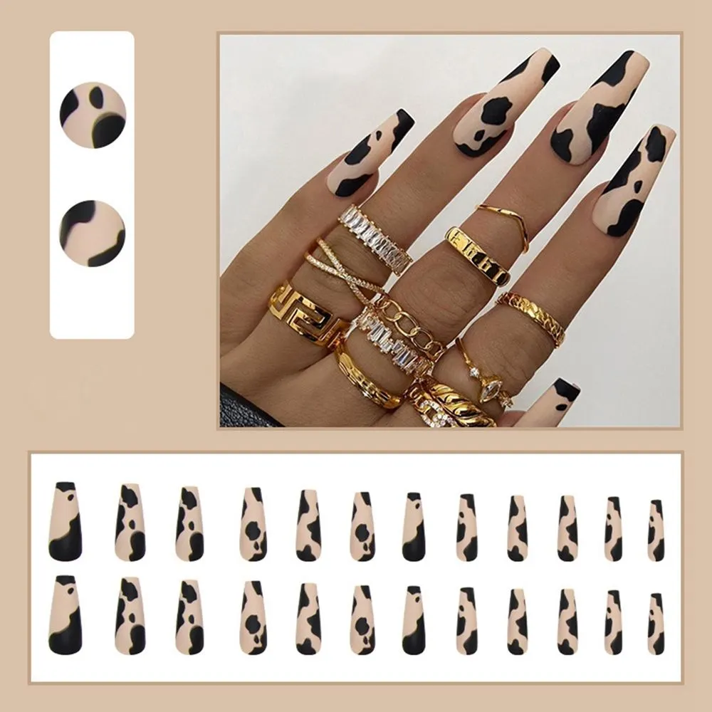 24pcs/Box Long Coffin False Nails with Dragon Pattern Design Ballerina Manicure Patches Press On Nails Full Cover Nail Tips-Nail Inspo