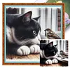 Cat And Sparrow-11CT Stamped Cross Stitch 40*40cm/15.75*15.75in