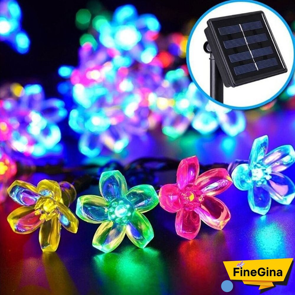 Outdoor Solar Fairy Lights Cherry Blossoms Solar Christmas Lighting For The Courtyard Outdoor Decorative Lighting Colourful Lamp