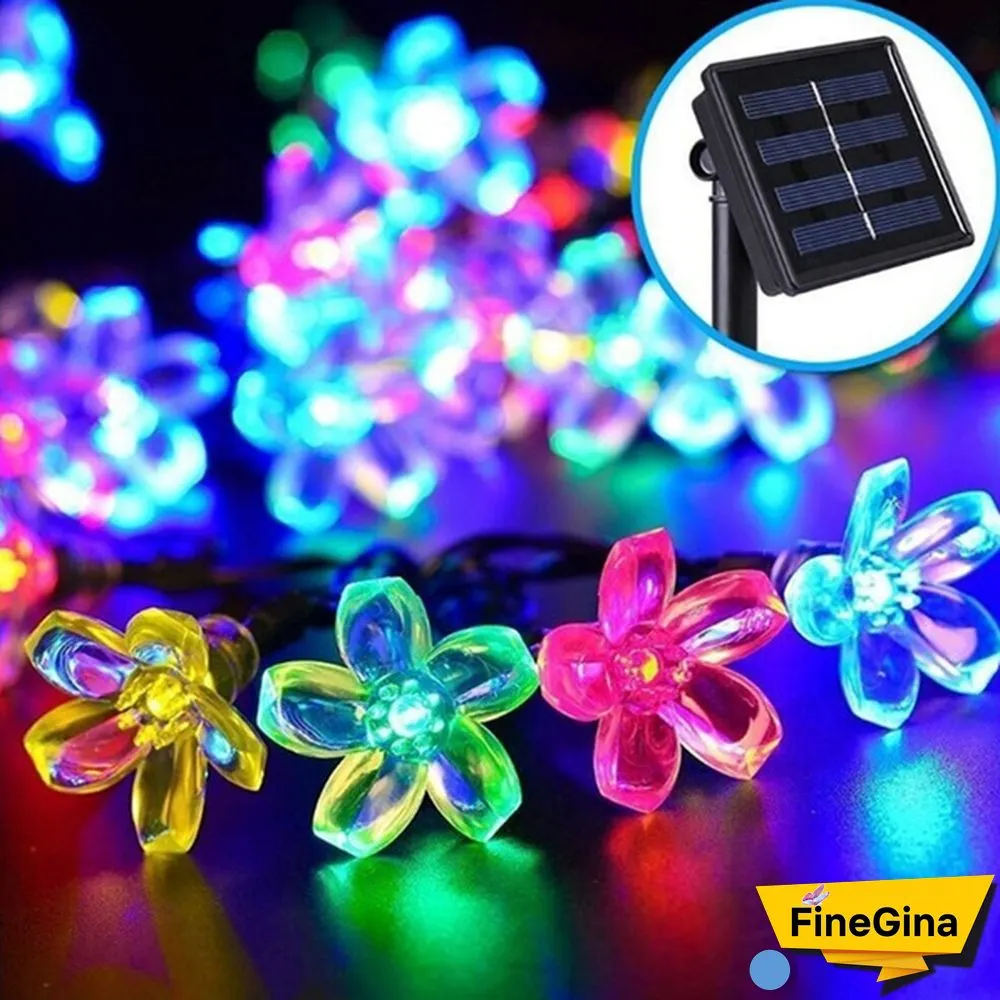 Outdoor Solar Fairy Lights Cherry Blossoms Solar Christmas Lighting For The Courtyard Outdoor Decorative Lighting Colourful Lamp