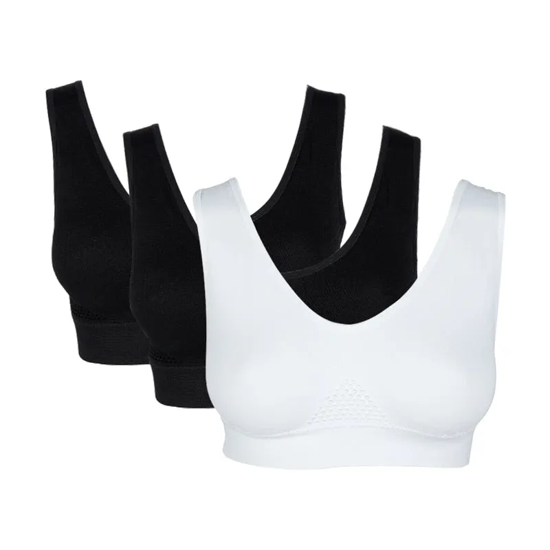 3PCS/lot Seamless Bra With Pads Plus Size Bras For Women Active Bra Wireless Brassiere Push Up Big Size Vest Wireless BH 5XL