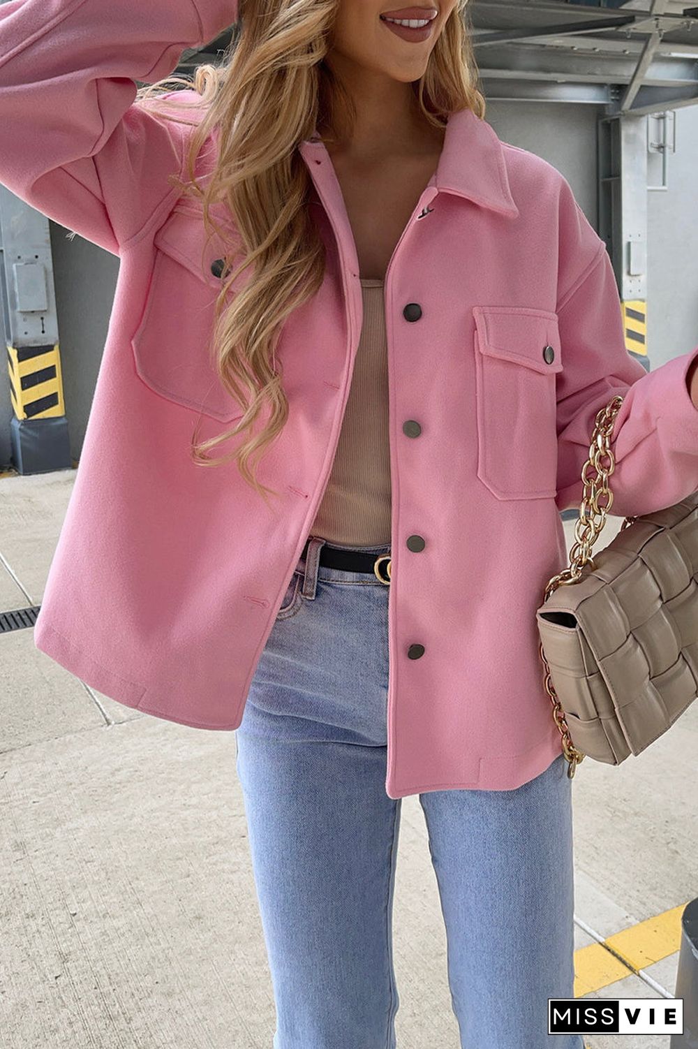 Casual Solid Solid Color Turndown Collar Outerwear