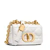 Dior CARO Super Mini damska torba na ramię ze sk&oacute;ry cielęcej w kolorze mlecznobiałym ze złotą klamrą