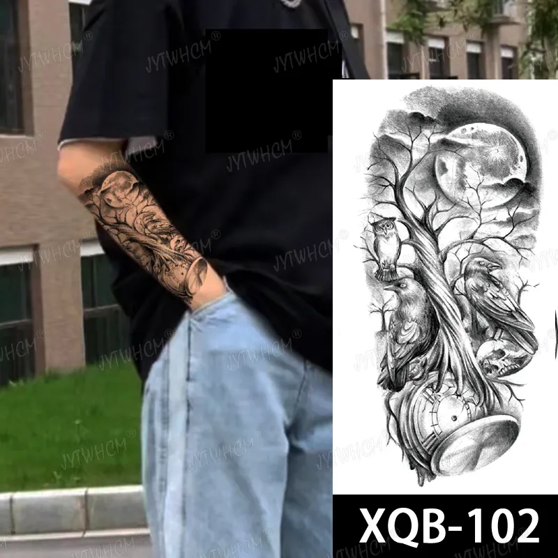 Sdrawing Hot Water Transfer Fake Tattoo Waterproof Temporary Tattoo Sticker For Men Women Wolf Arm Neck Tattoo Flash Tattoo Sleeve