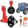 [US Local Warehouse] 2 Set of Shipping Container Wheel 6-Lug Kit with Ratchet Tie Container Wheel Kit 22000LBS Capacity Shipping Containers Axles for Moving 20ft-40ft Empty Containers