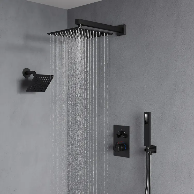 3 Sprayer Modes Shower System in Matte Black SFS-1003A-BK12