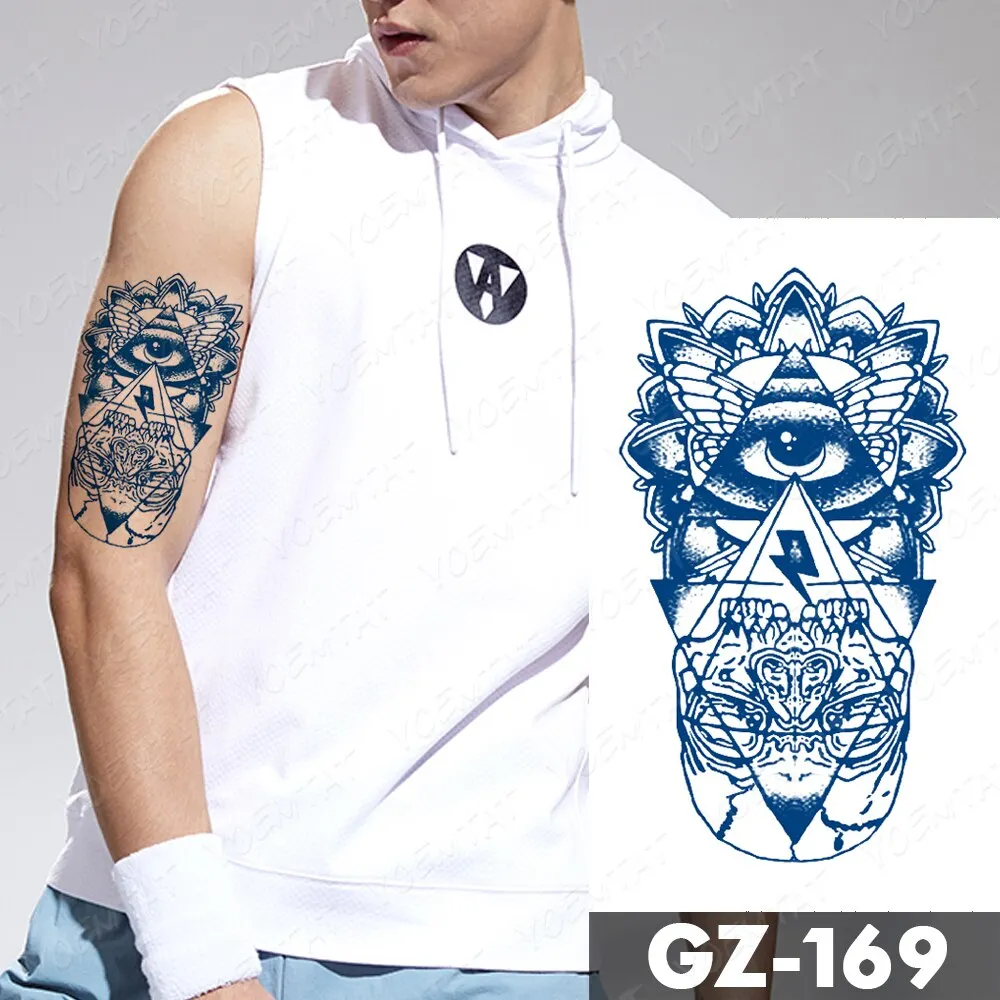 Sdrawing Lasting Ink Tattoos Body Art Waterproof Temporary Tattoo Sticker Line Dragon Tiger Totem Tatoo Arm Fake Fox Whale Tatto