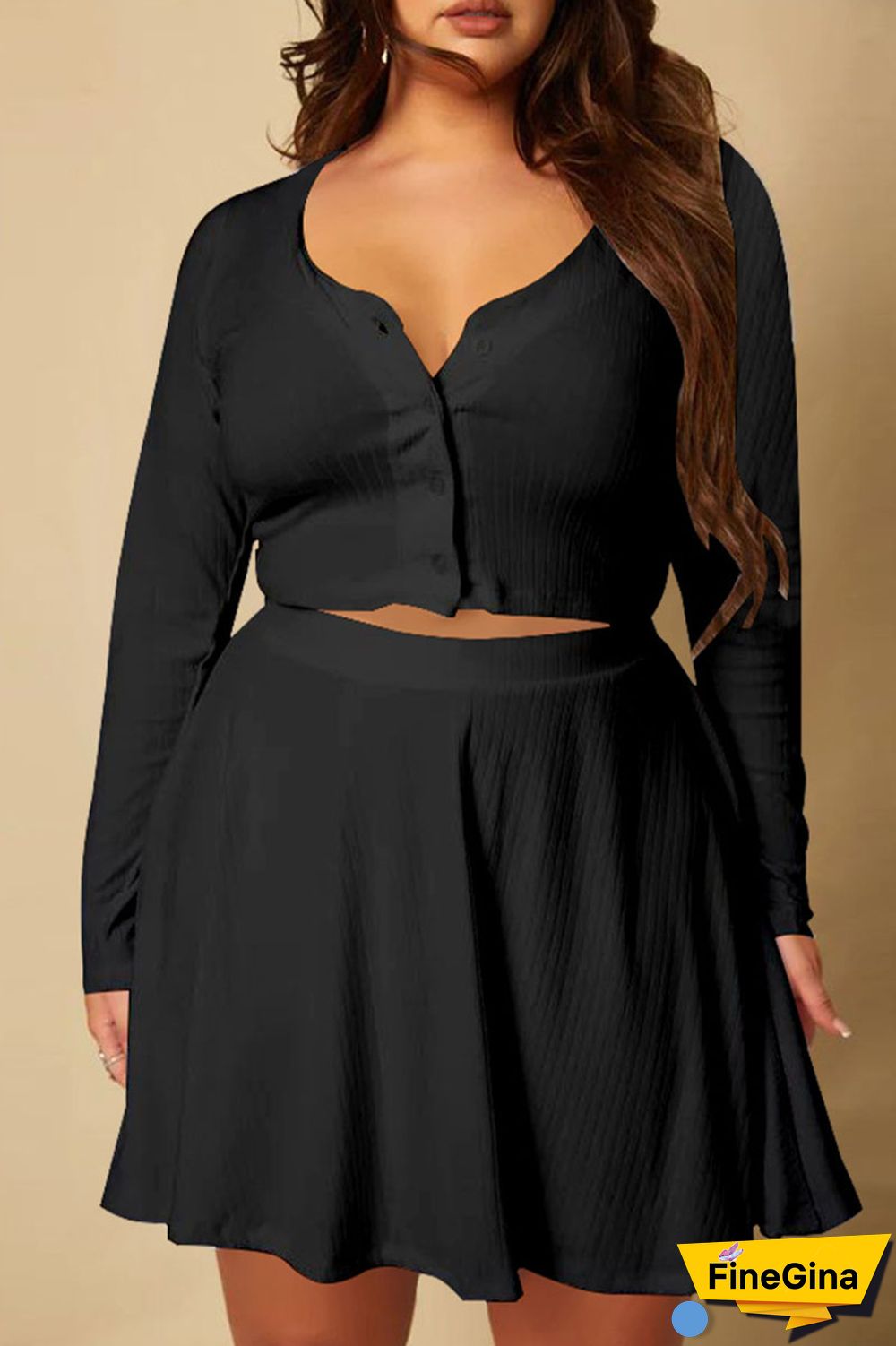 White Casual Solid Patchwork Buckle Plus Size Two Pieces
