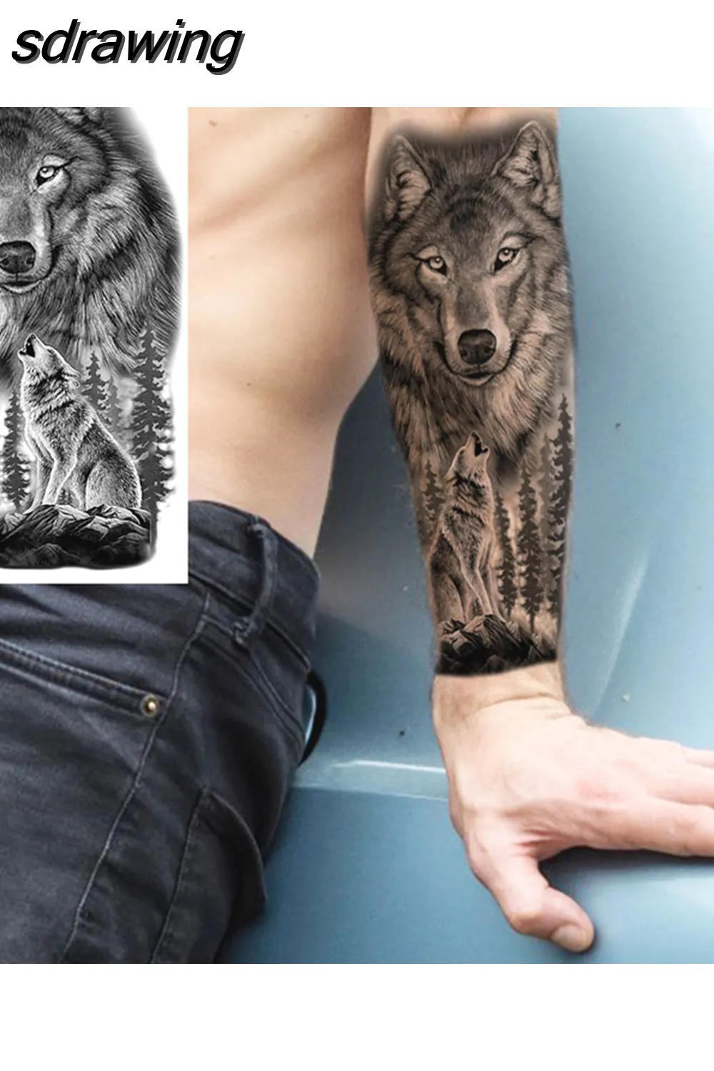 sdrawing Realistic Black Devil Temporary Tattoos For Men Adult Tiger Pirate Skeleton Vampire Fake Tattoo Forearm Scary Tatoo Joker
