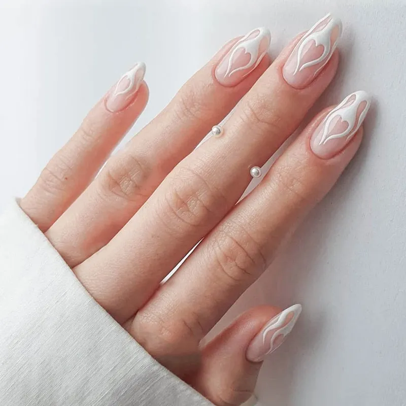 24pcs Butterfly Nail Patch Glue Type Removable Long Paragraph Fashion Manicure Wearable False Nails Patch With Glue Fake Nails-Nail Inspo