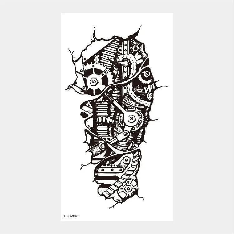 Sdrawing Temporary Tattoo Stickers Animal Tiger Lion Wolf Head Domineering Half Arm Big Picture Water Transfer Tatto Sticker