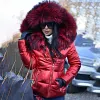 Women's Warm Fur Lined Hooded Glossy Puffer Jacket