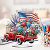 America Flag Car DIY Acrylic Desktop Diamond Art Kit Single-Sided for Home Decor