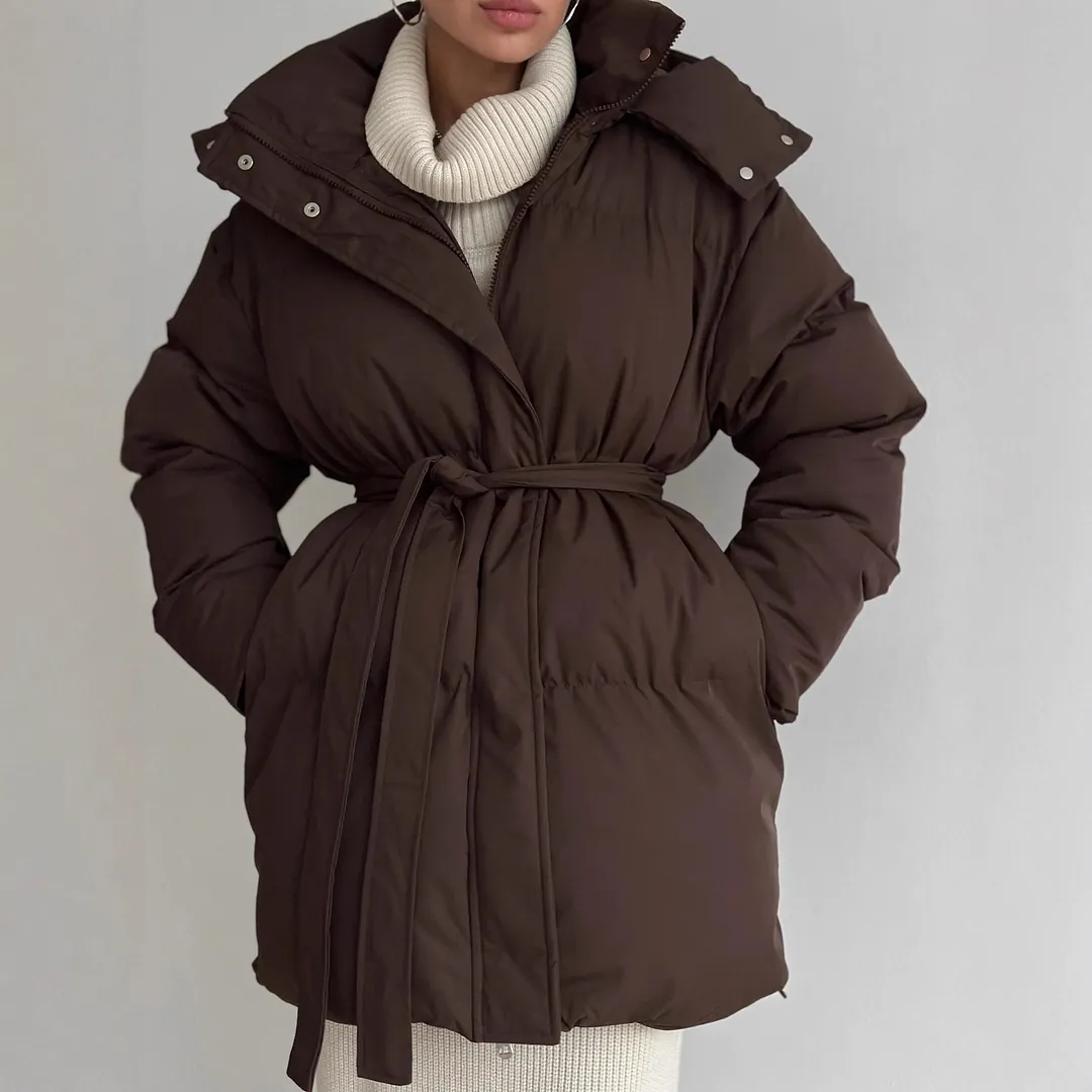 Athvotar Athvotar New Soft Horse Hair V-Neck Hollow Open Shirt Femininity Lazy Wind Buckle Lantern Sleeve Sweater Coat