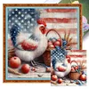American Flag And Hen-11CT Stamped Cross Stitch 40*40cm/15.75*15.75in