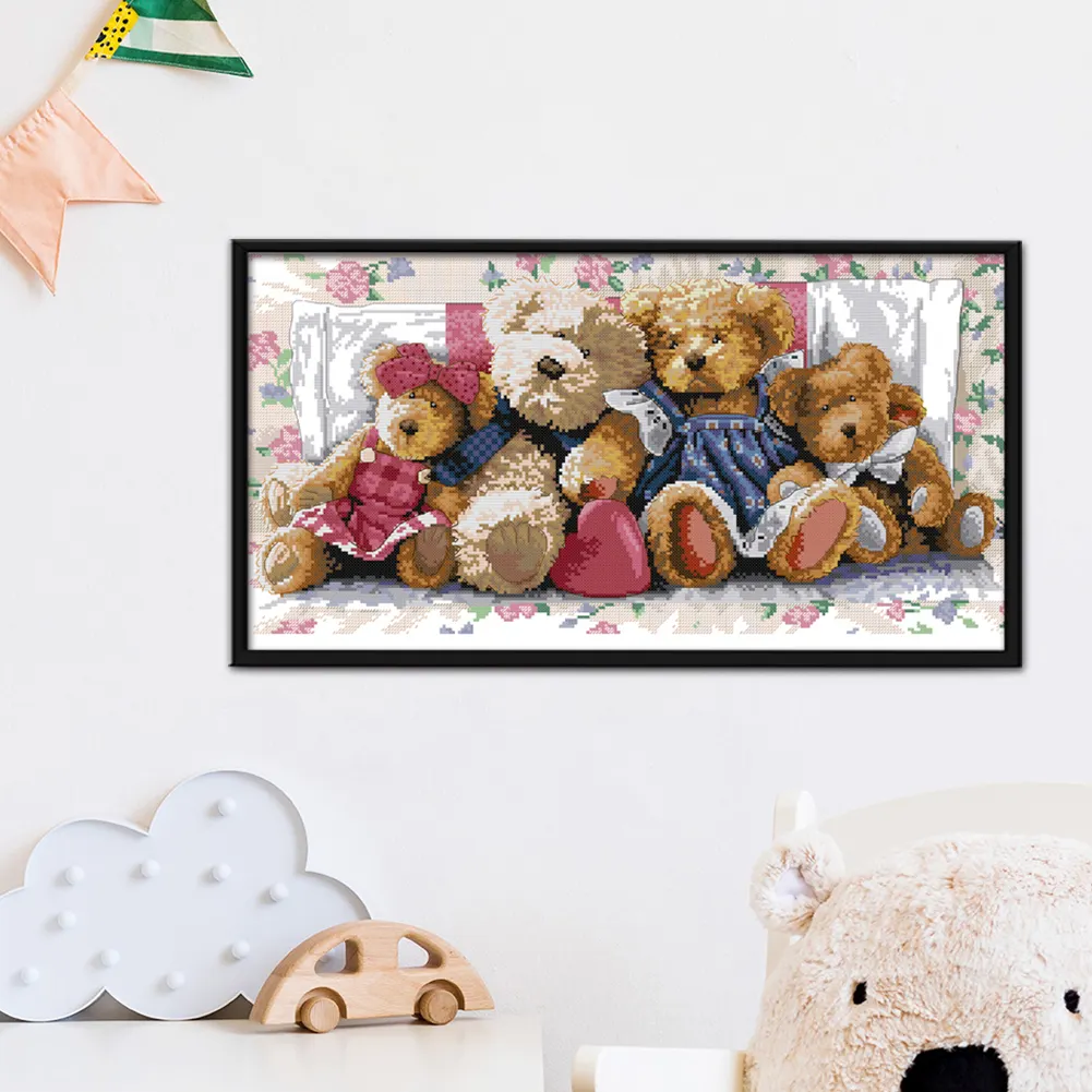 14ct Stamped Cross Stitch - Little Bear Family(54*31cm)