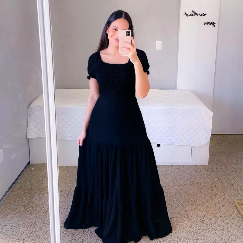 Brownm Brownm New Spring And Summer Women's Dress A Word Broken Shoulder Long Pure Fairy Dress