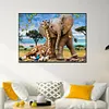 Diamond Painting-DIY Full Round Partial AB Drill Giraffe and Elephant(75x55cm)